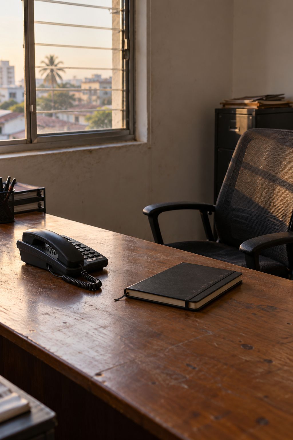 An empty sales desk at the end of the day